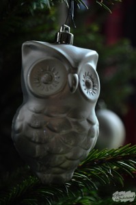 Silver owl christmas tree decoration